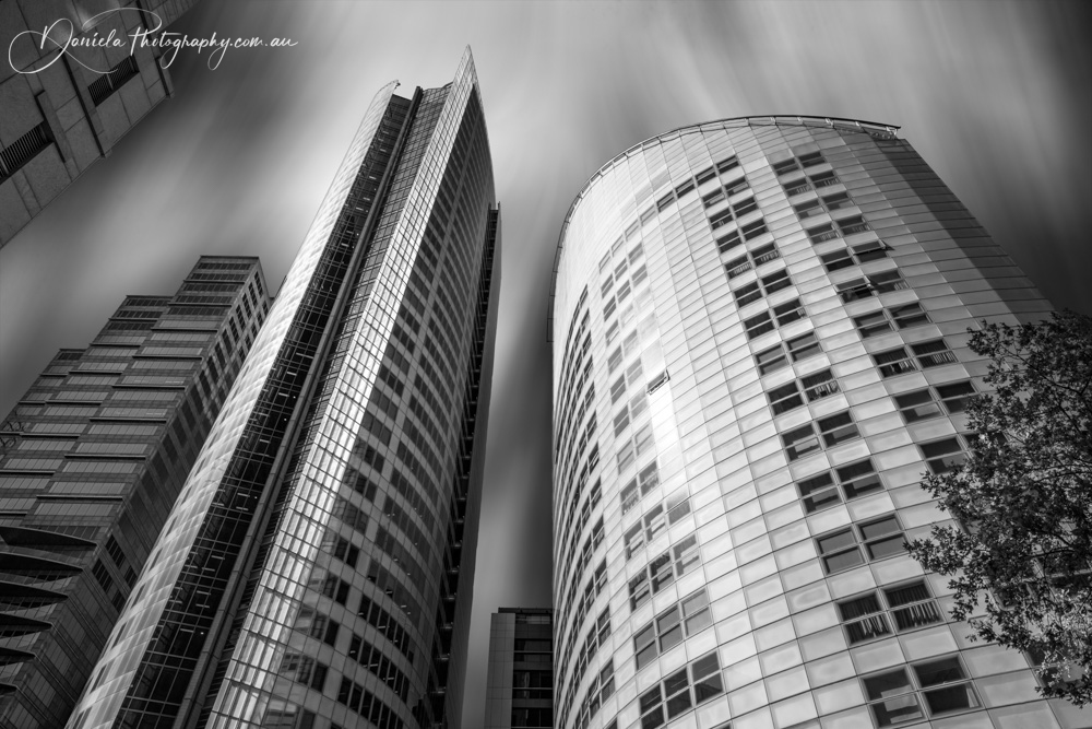 Australia -Curved Towering Skyscrapers at Aurora Place Sydney